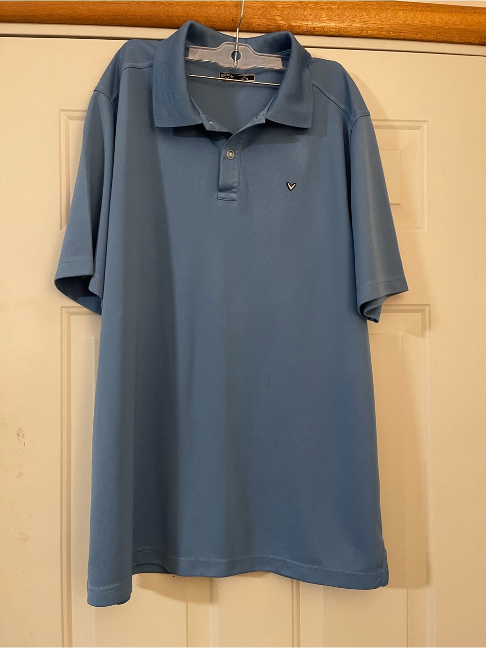 Callaway Men's XL Blue Solid Logo Polo Shirt Short Sleeve Collared Button